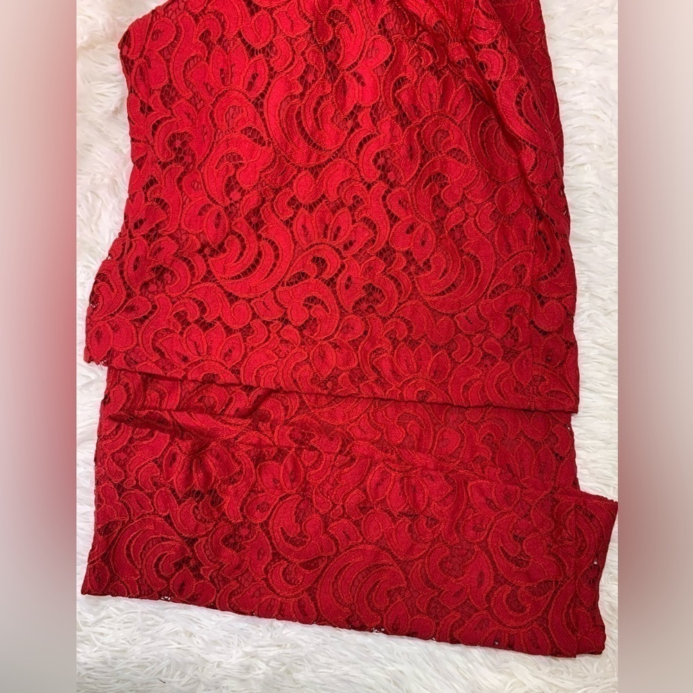 Anthropologie Jumpsuit pockets Jaeda Lace Wide-Leg Moulinette Soeurs Red size 2 - Picture 12 of 16
